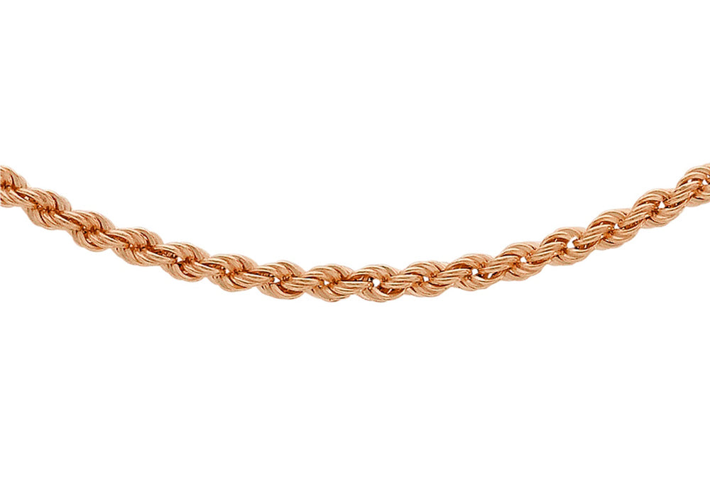9ct Rose Gold 2mm Hollow Rope Chain 46m/18''9
