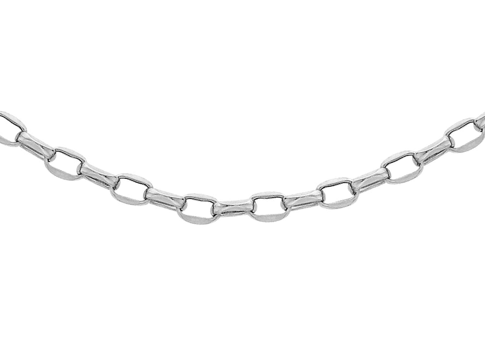 9ct White Gold 100 Diamond Cut Oval Belcher  Chain 41m/16"9