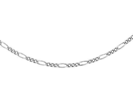 9ct White Gold 50 Diamond Cut Figaro Chain 41m/16"9