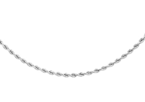 9ct White Gold 30 Diamond Cut Rope Chain 41m/16"9