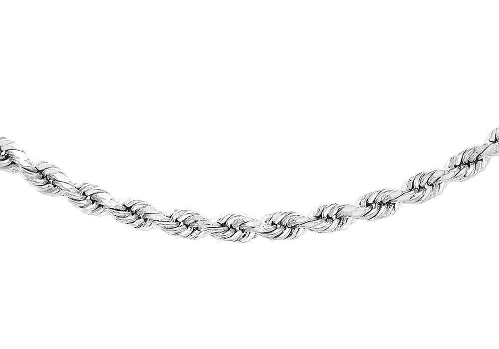 9ct White Gold 60 Diamond Cut Rope Chain