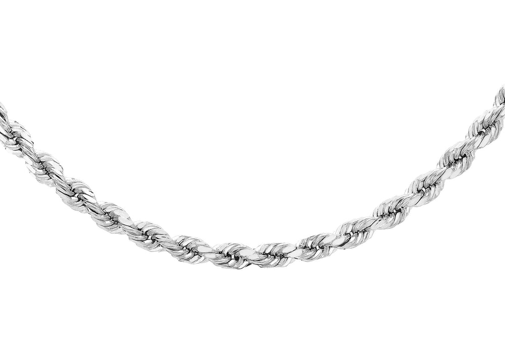 9ct White Gold 80 Diamond Cut Rope Chain