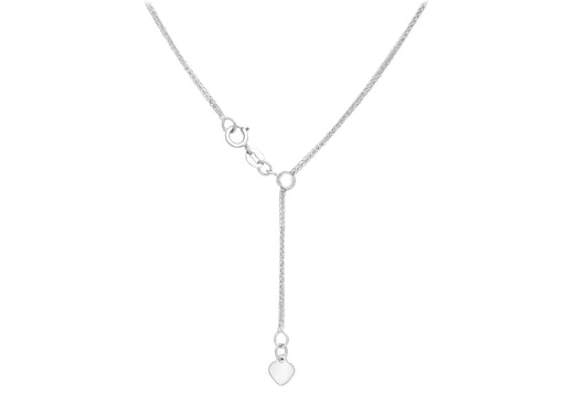 9ct White Gold 25 Adjustable Heart Slider Spiga Chain