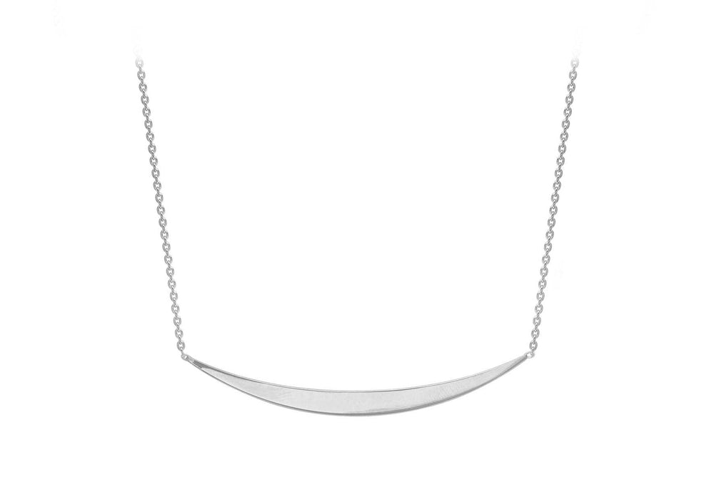 9ct White Gold 3mm x 41mm urved Bar Adjustable Necklace  41m/16"- 43m/17"9