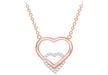 9ct Rose Gold Zirconia  14.6mm x 17mm 2-Heart Adjustable Necklace  41m/16"-46m/189