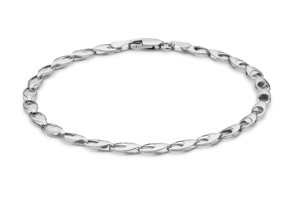 9ct White Gold Oval Link Bracelet 18m/7"9