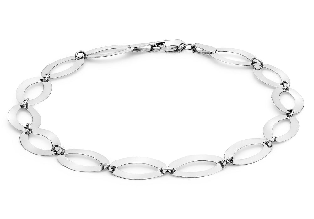 9ct White Polished Elliptic Bracelet