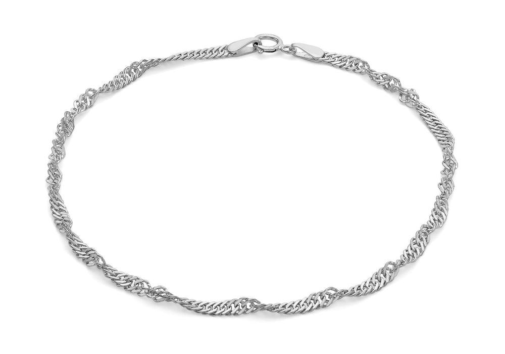 9ct White Gold 45 Twist Curb Bracelet 19m/7.5"9