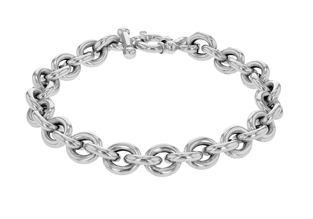 9ct White Gold Round Belcher  Bracelet