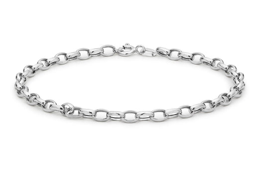 9ct White Gold Hollow Oval Belcher  Bracelet 19m/7.5"9