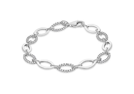 9ct White Gold Stone Set Elliptic Bracelet