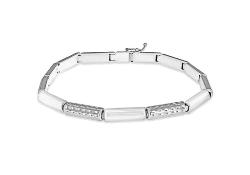 9ct White Gold Half Barrel Bracelet