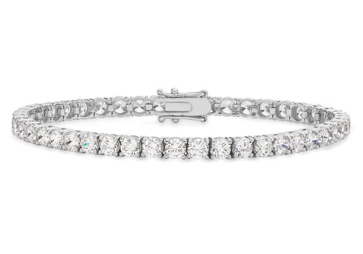 9ct White Gold 4mm Round Zirconia  Tennis Bracelet 19m/7.5"9