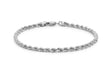 9ct White Gold Diamond Cut 60 Hollow Rope Chain Bracelet 19m/7.5"9