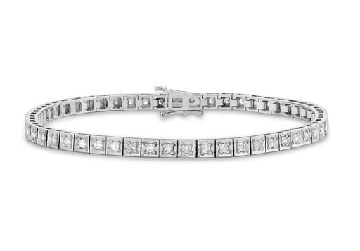 9ct White Gold 1.00t Diamond Square Tennis Bracelet 18m/7"9