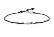 9ct White Gold 0.04t Diamond Cross on Adjustable Black String Bracelet 17m/6.7"9