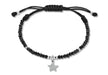 9ct White Gold 0.05t Diamond Star Charm on Adjustable Black Spinel Bracelet 22m/8.5"9