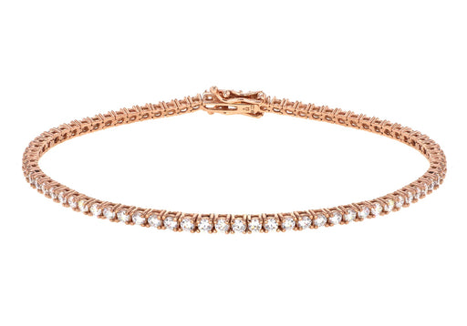 9ct Rose Gold 2mm Round Zirconia  Tennis Bracelet 19m/7.5"9