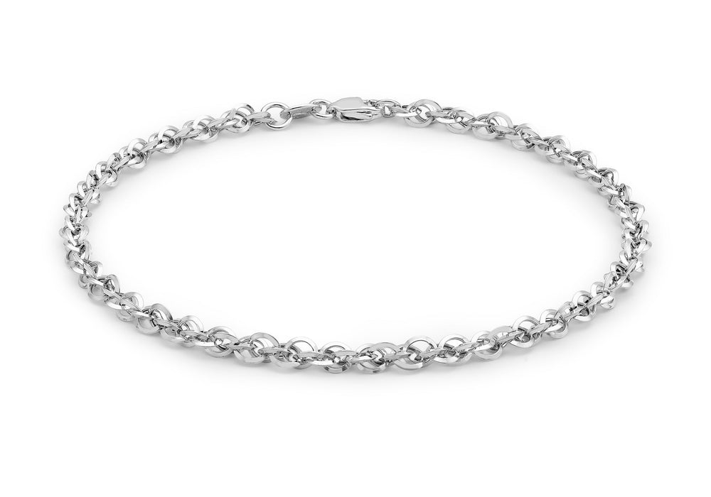 9ct White Gold 60 Diamond Cut Prince of Wales Bracelet 19m/7.5"9