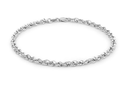 9ct White Gold 60 Diamond Cut Prince of Wales Bracelet 19m/7.5"9