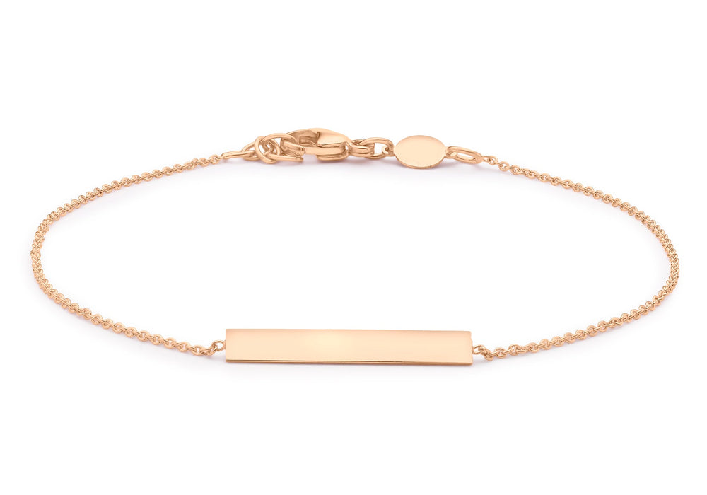 9ct Rose Gold Horizontal Bar Adjustable Bracelet 18m-19m/7"-7.5"9