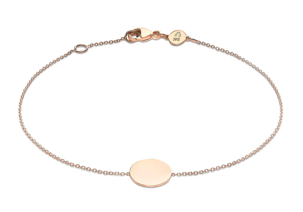 9ct Rose Gold 10mm Disc Adjustable Bracelet 18m/7"-19m/7.5"9