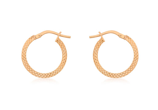9ct Rose Gold 15mm Cobra Textured Creole Earrings
