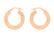 9ct Rose Gold 22mm Diamond Cut Flat Creole Earrings