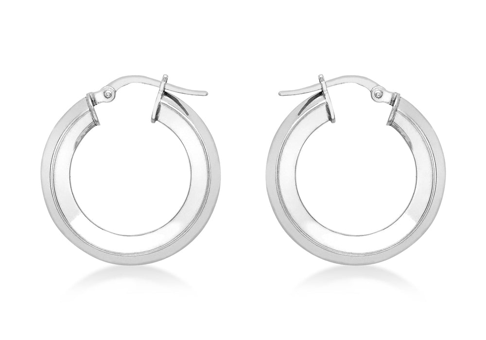 9ct White Gold 22mm Square Tube Creole Earrings