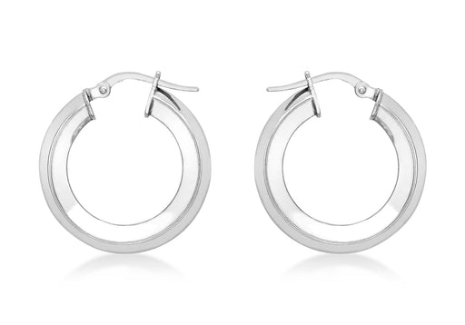 9ct White Gold 22mm Square Tube Creole Earrings