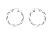 9ct White Gold 25mm Twist Creole Earrings