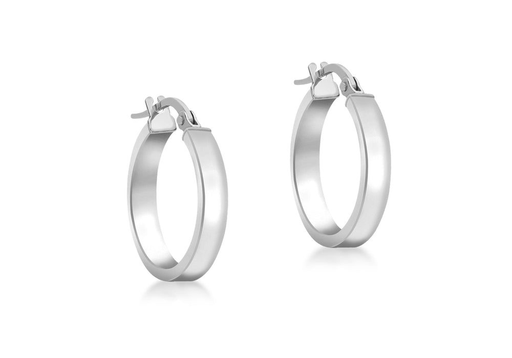 9ct White Gold 15mm Creole Earrings