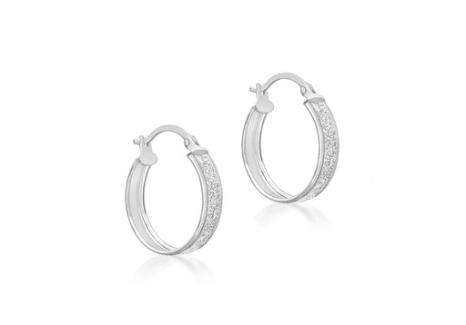 9ct White Gold Stardust 22mm Creole Earrings