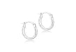 9ct White Gold 12mm Diamond Cut Hoop Earrings