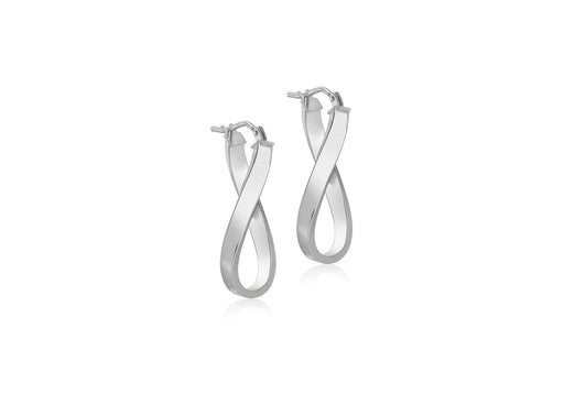 9ct White Gold Twist Oval Hoop Creole Earrings