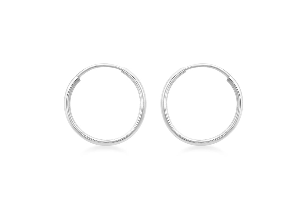 9ct White Gold 18mm Hoop Earrings