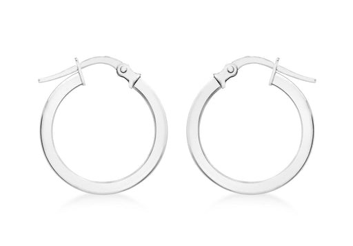 9ct White Gold 18mm Creole Earrings