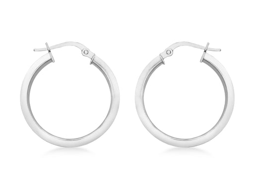 9ct White Gold 22mm Creole Earrings