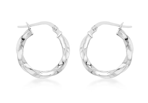 9ct White Gold 17mm Twist Creole Earrings