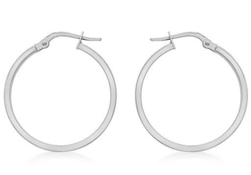 9ct White Gold 30mm Polished Creole Earrings