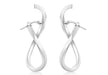 9ct White Gold 12mm x 41mm Wave Creole Earrings