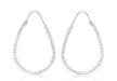 9ct White Gold Diamond Cut Teardrop Hoop Earrings