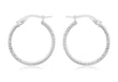 9ct White Gold 18mm Diamond Cut Round Creole Earrings