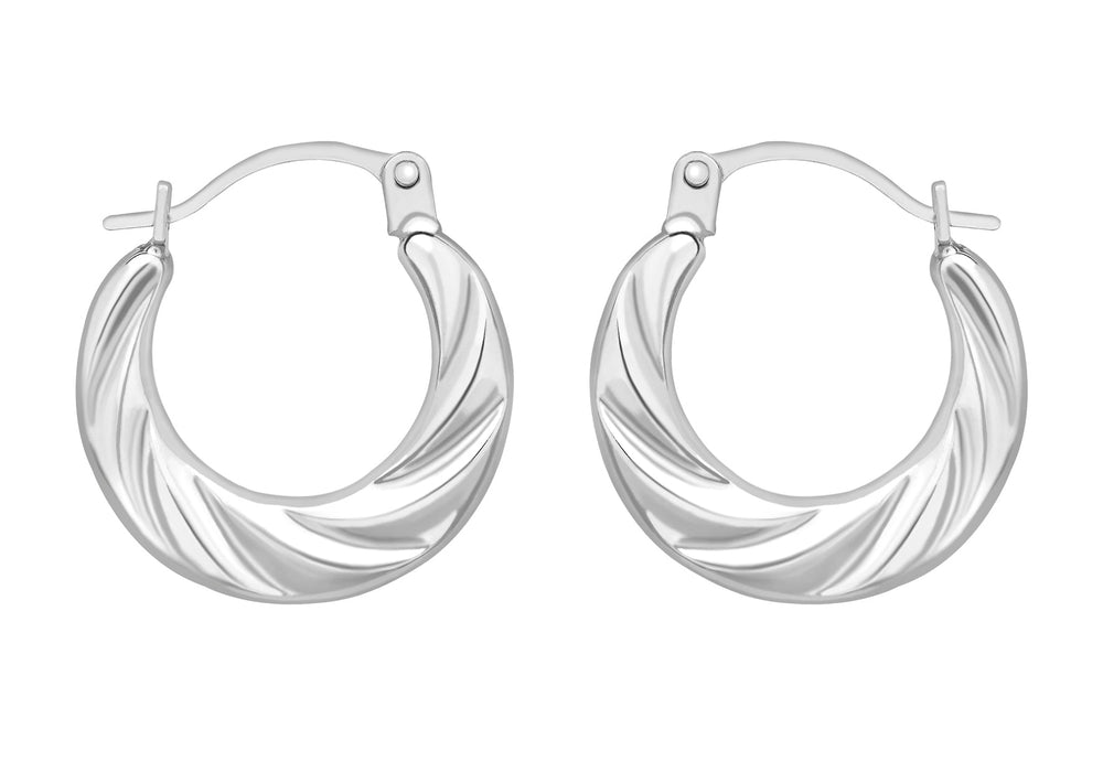 9ct White Gold Mini Twist Creole Earrings