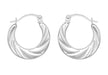 9ct White Gold Mini Twist Creole Earrings