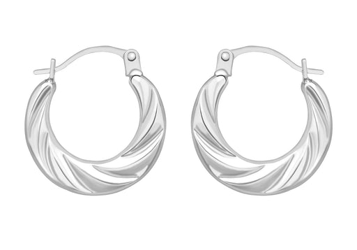 9ct White Gold Mini Twist Creole Earrings