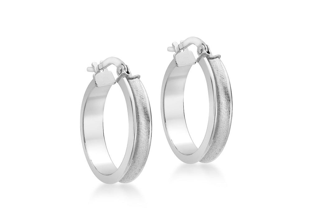 9ct White Gold 19mm Satin Creole Earrings