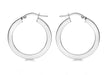 9ct White Gold 27mm Polished Round Creole Earrings