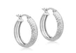 9ct White Gold 19mm Diamond Cut Creole Earrings