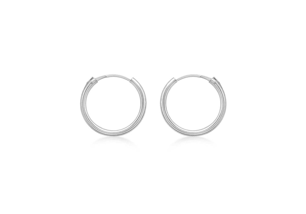 9ct White Gold 13mm Sleeper Hoop Earrings